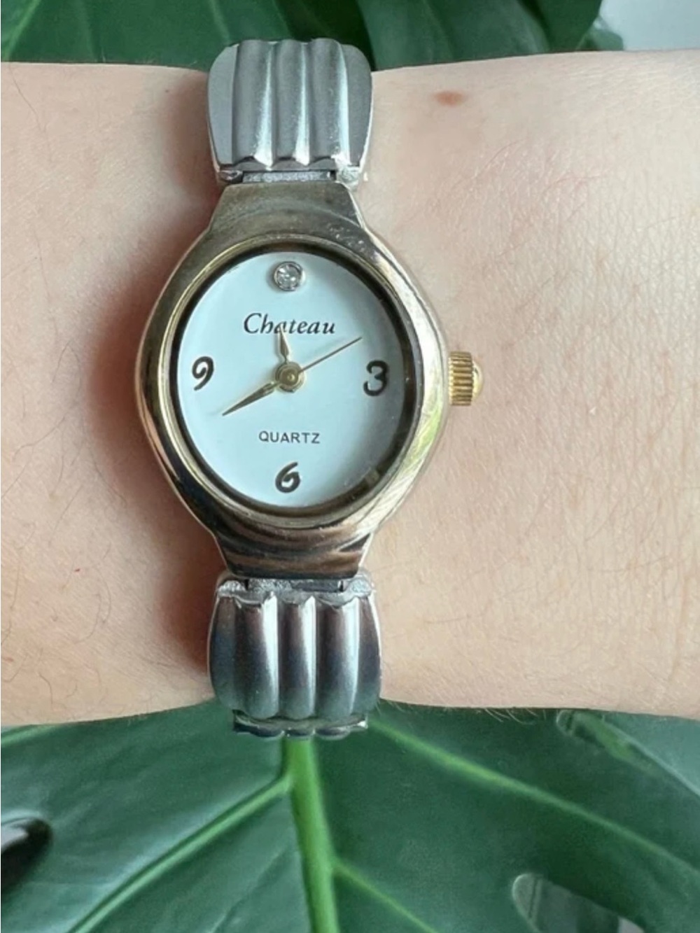 Chateau Two-Tone Silver and Gold Ladies Quartz Watch